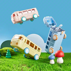 Kids' 500ml Bus-Shaped Water Bottle with Carry Strap – Random Color