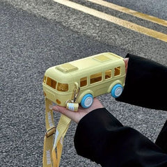 Kids' 500ml Bus-Shaped Water Bottle with Carry Strap – Random Color