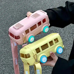 Kids' 500ml Bus-Shaped Water Bottle with Carry Strap – Random Color