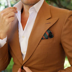 Canterbury Green with Royal Red Stripes Necktie and Pocket Square