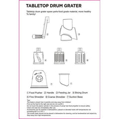 Multi-Functional Tabletop Drum Grater I Manual Vegetable Cutter Slicer & Grater | Chopper