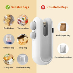 2-in-1 USB Rechargeable Heat Sealing & Cutting Machine – Mini Food Sealer for Snack, Chip & Plastic Bags (Random Color)